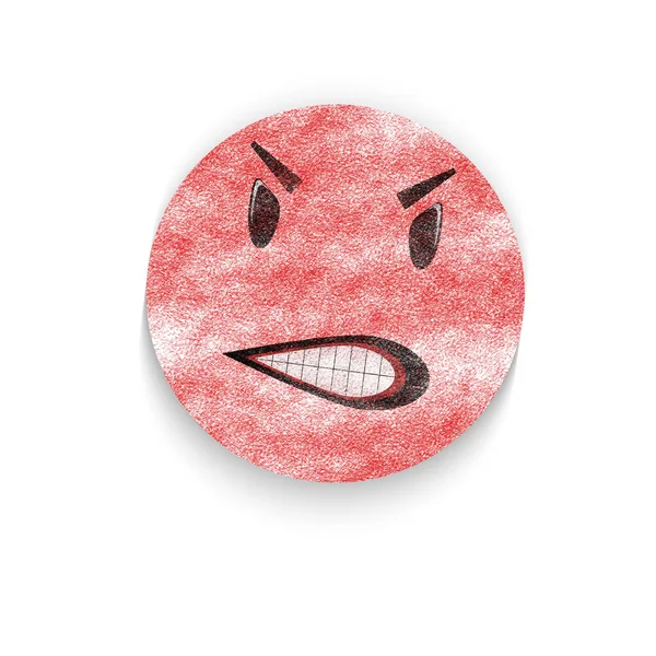 Emoticon Vermelho Rosto Raiva Isolado Fundo Branco — Fotografia de Stock