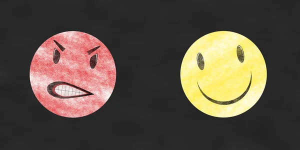 Angry Emoticon Smiley Face Isolated Black Background — Stock Photo, Image