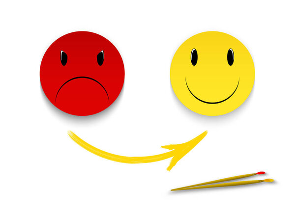 Разгневанный смайлик, лицо Феллайни изолировано на белом фоне
