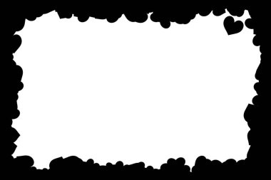 Kalplerin çerçevesi siyah ve beyaz. Siyah beyaz fotoğraf çerçevesi