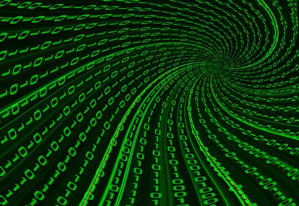 Digital Binary Data Tunnel Binary Code Streaming Black Background — Stock Photo, Image