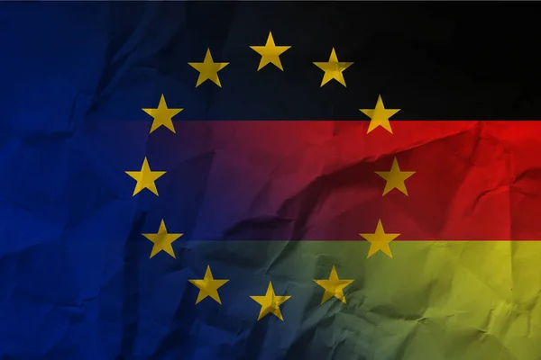 Bandera Europa Alemania Billetes Sobre Papel Arrugado — Foto de Stock