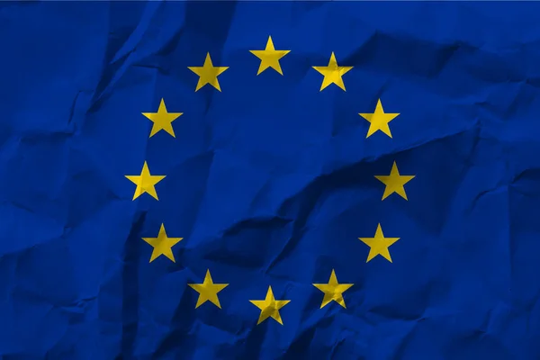 Европейский Флаг Смятой Бумаге — стоковое фото