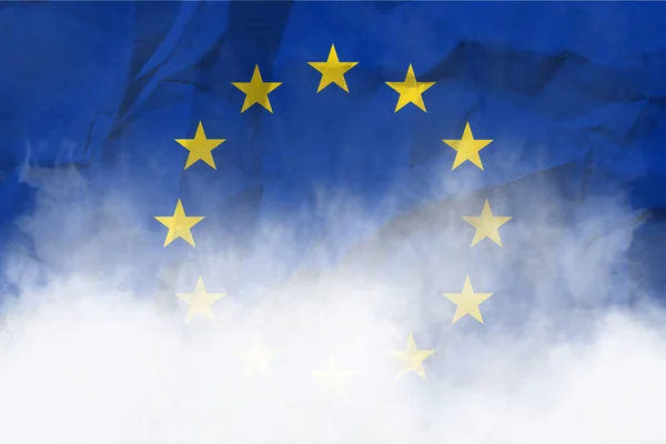 Европейский Флаг Смятой Бумаге — стоковое фото
