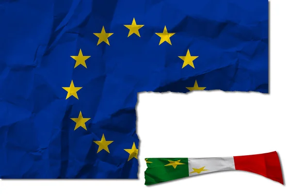 Bandera Italiana Arrancada Europa Bandera Italia Arrancada Bandera Europa — Foto de Stock