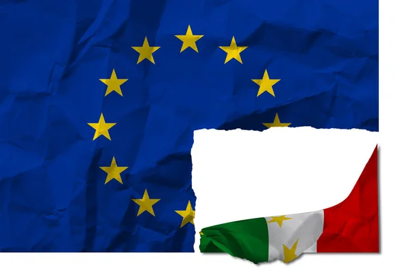 Bandera Italiana Arrancada Europa Bandera Italia Arrancada Bandera Europa — Foto de Stock