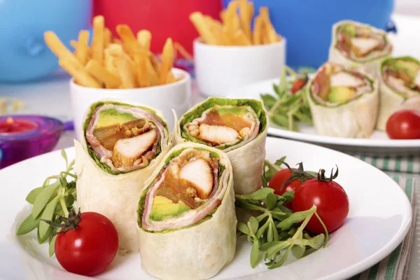 Wrap-Sandwiches für Party-Essen — Stockfoto