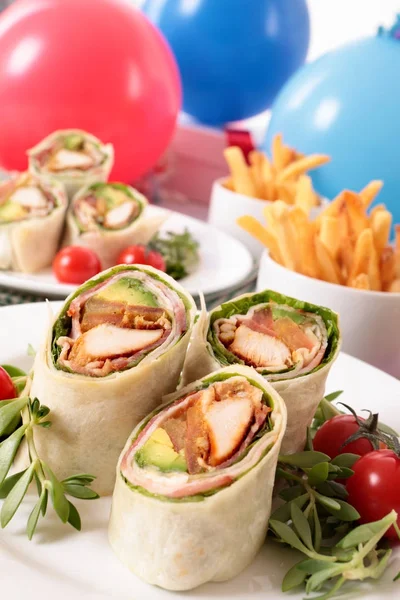 Wrap sandwiches for party food — Stock Photo, Image