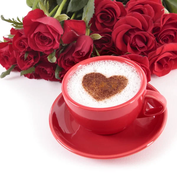 Kaffee und Rosen Stockbild