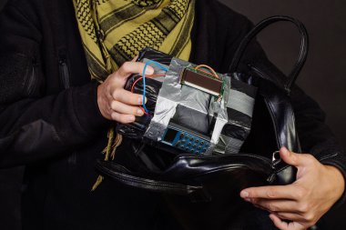 adam Timebomb yapma. terörizm ve tehlikeli kavramı.
