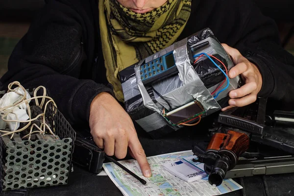 Terrorist Making Timebomb Terrorism Dangerous Concept — Stock Photo, Image