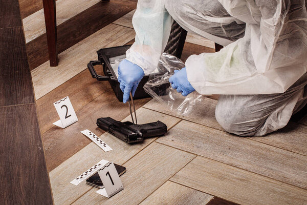 Crime scene investigation. Collecting evidence from the crime scene