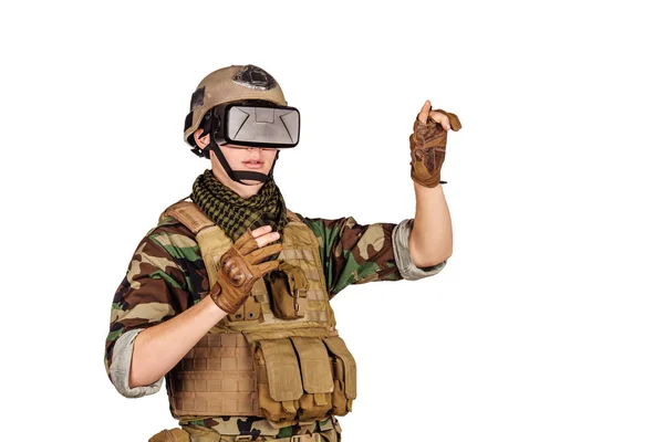 Rangerr Portant Des Lunettes Réalité Virtuelle Concept Militaire Technologique — Photo