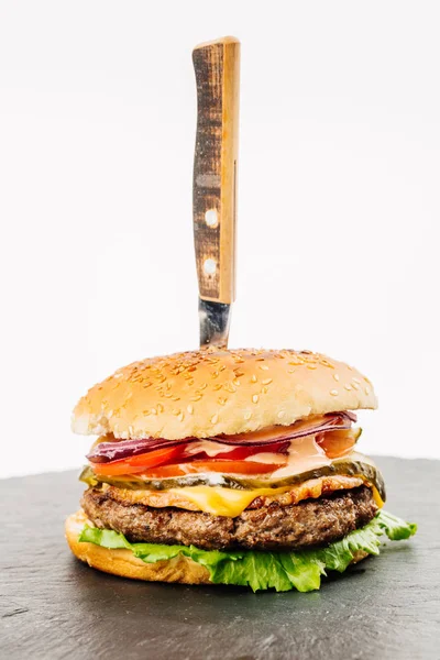 Big burger with fries — Stock Photo, Image