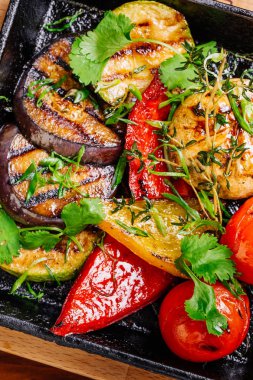pan ızgara closeup ızgara sebze. 