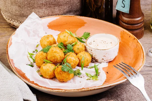 Deep Fried Cheese Balls with sauce — Stock Photo, Image