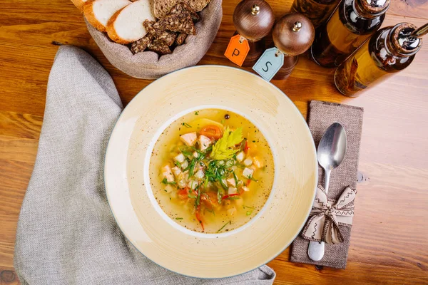 Soup with fish and vegetables — Stock Image Soup with fish and vegetables Royalty Free Stock Photos