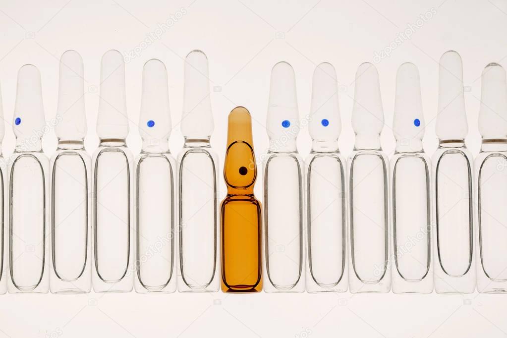 lot of ampoules on light background