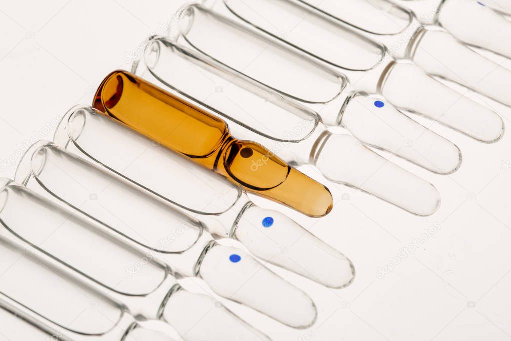 lot of ampoules on light background