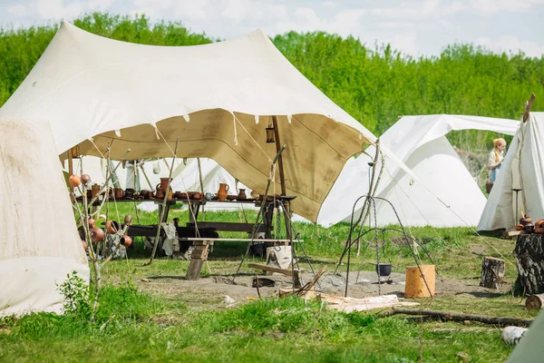 Military tent camp at the historic festival