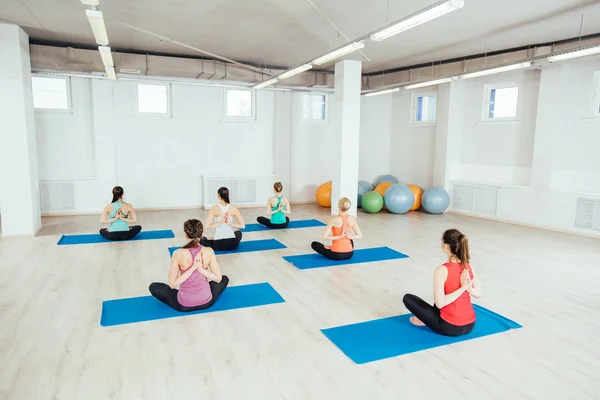 Kobiety Jogi Medytacji Lotus Stanowią Fitness Sport Ludzie Pojęcie Zdrowego — Zdjęcie stockowe