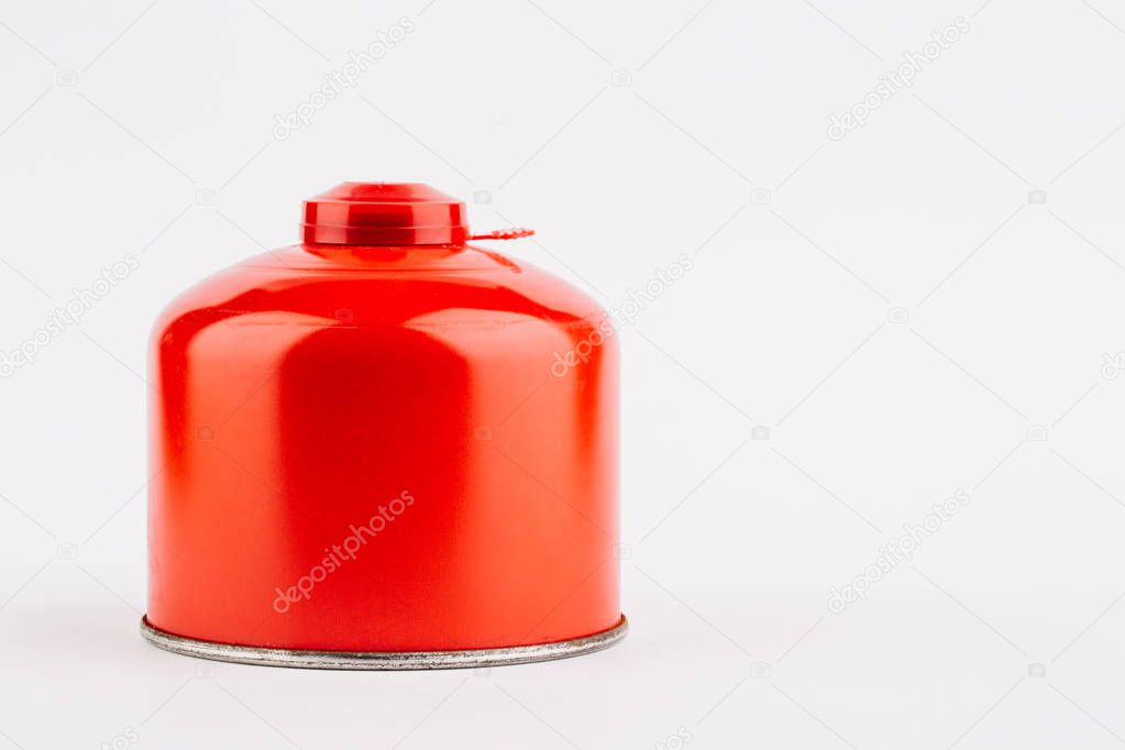 Butane camping gas cartridge isolated on white