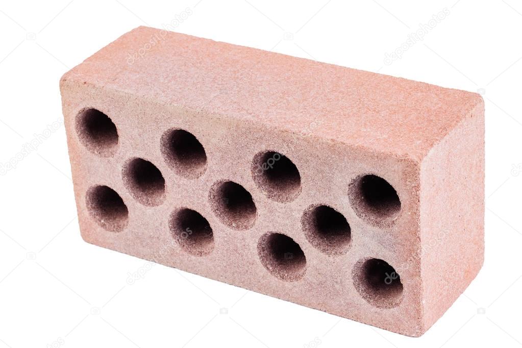 One brick perforated isolated on white background. 