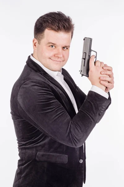 Man med pistol. farligt koncept — Stockfoto