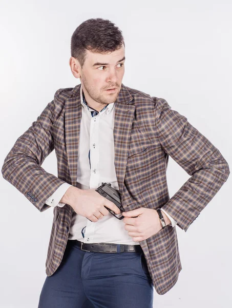 Muž s pistolí. nebezpečná koncepce — Stock fotografie