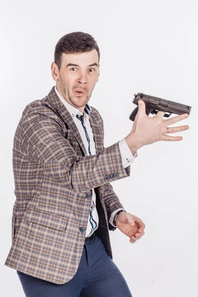 Człowiek z pistoletu. koncepcja niebezpieczne — Zdjęcie stockowe