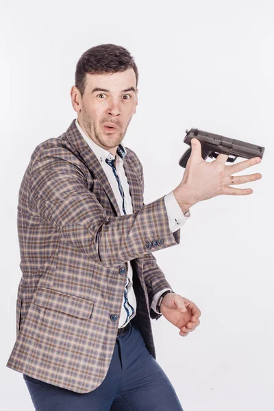 Man med pistol. farligt koncept — Stockfoto