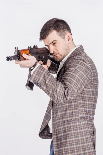 Muž s pistolí. nebezpečná koncepce — Stock fotografie
