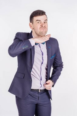 kızgın işadamı bir kesme hareket el hareketi