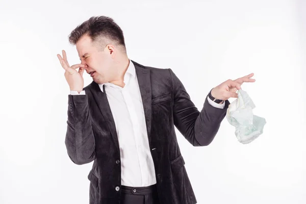 Father holding dirty dirty diaper — Stock Photo, Image