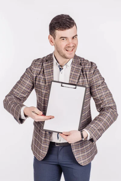 Man holding a folder of document. — Stock Photo, Image