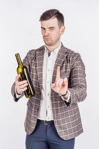 Człowiek z butelką wina — Zdjęcie stockowe