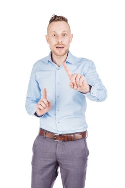 İşadamı dur işareti yapıyor  