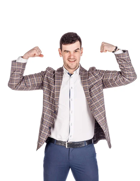 Affärsman som visar hans biceps — Stockfoto