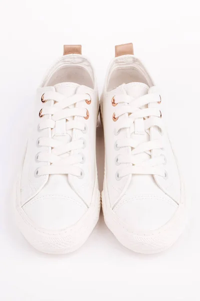 Pair of new white sneakers — Stock Photo, Image