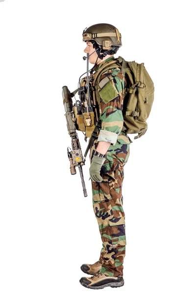 Entrepreneur Militaire Privé Tenant Fusil Guerre Armée Arme Technologie Concept — Photo