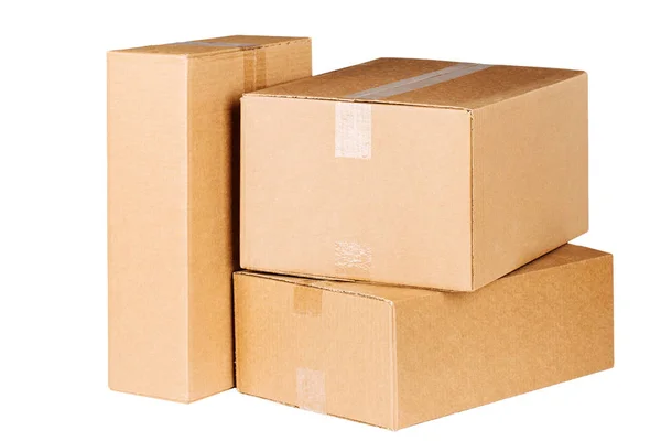 Tres cajas de cartón en blanco —  Fotos de Stock