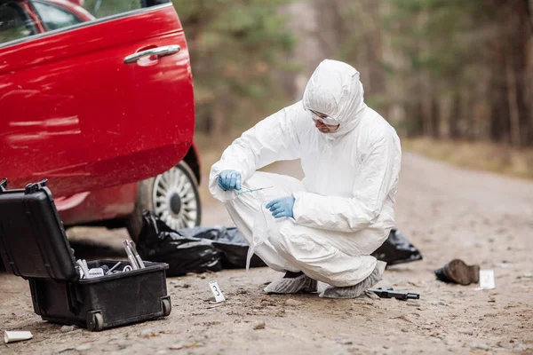 De onderzoek van de scène van het misdaad - verzamelen van gegevens — Stockfoto