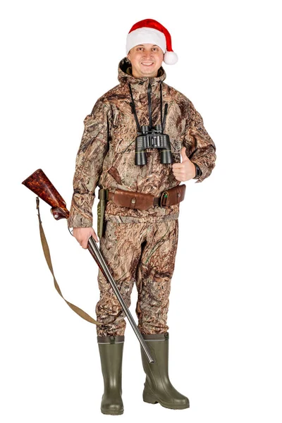 Cacciatore maschio con doppio fucile a canna — Foto Stock