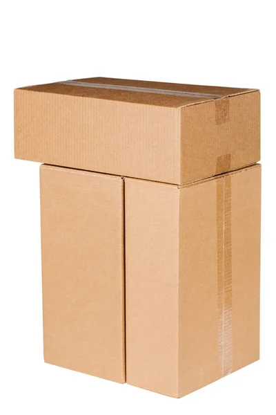Three carton boxes on white — Stock Photo, Image