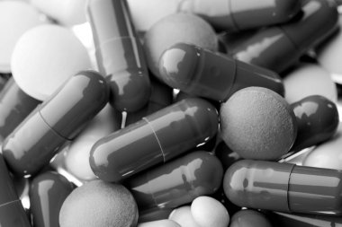 Rasgele hap kapsül kapatın. Tıp ve eczacılık kavramı