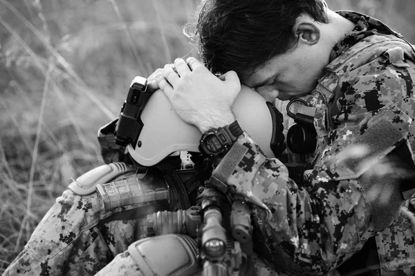 Soldado americano com PTSD — Fotografia de Stock