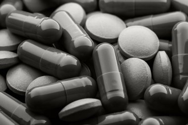 Mavi hap kapsül. Tıp ve eczacılık kavramı.