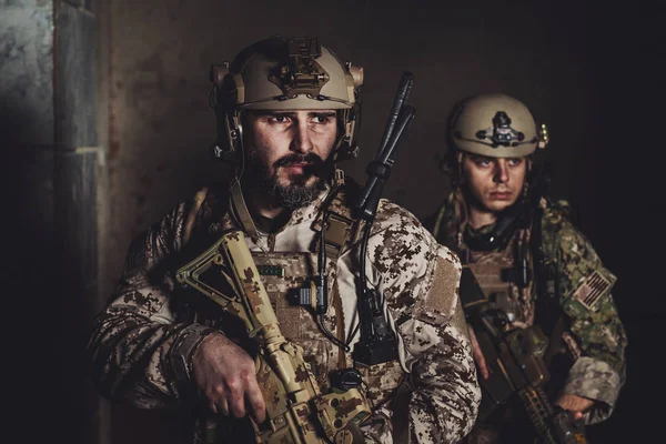 Soldados Empreiteiros Militares Privados Com Espingarda — Fotografia de Stock