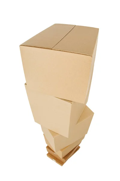 Куча картонных коробок на белом фоне — стоковое фото