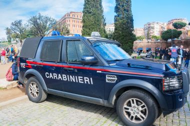 Carabinieri car on Piazza del Colosseo in Rome